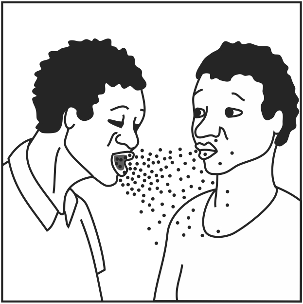 Cough with droplet spread- bad practice